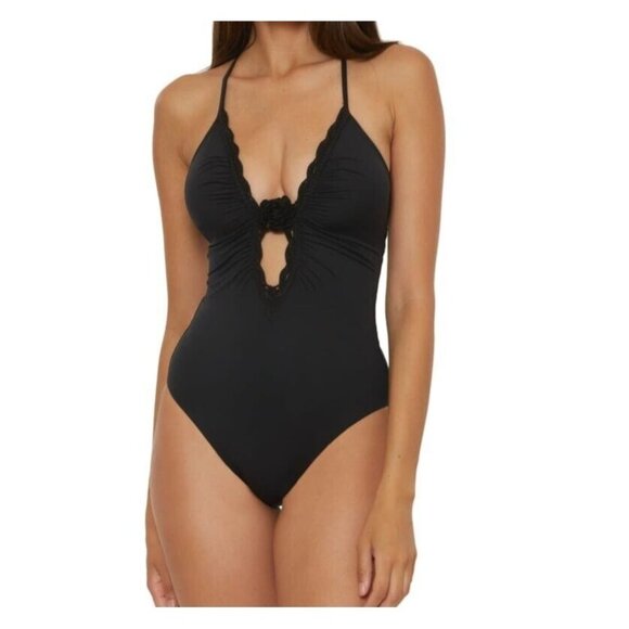 Becca by Rebecca Virtue Colette Women's One Piece Swimsuit Size Medium Black - Picture 1 of 6